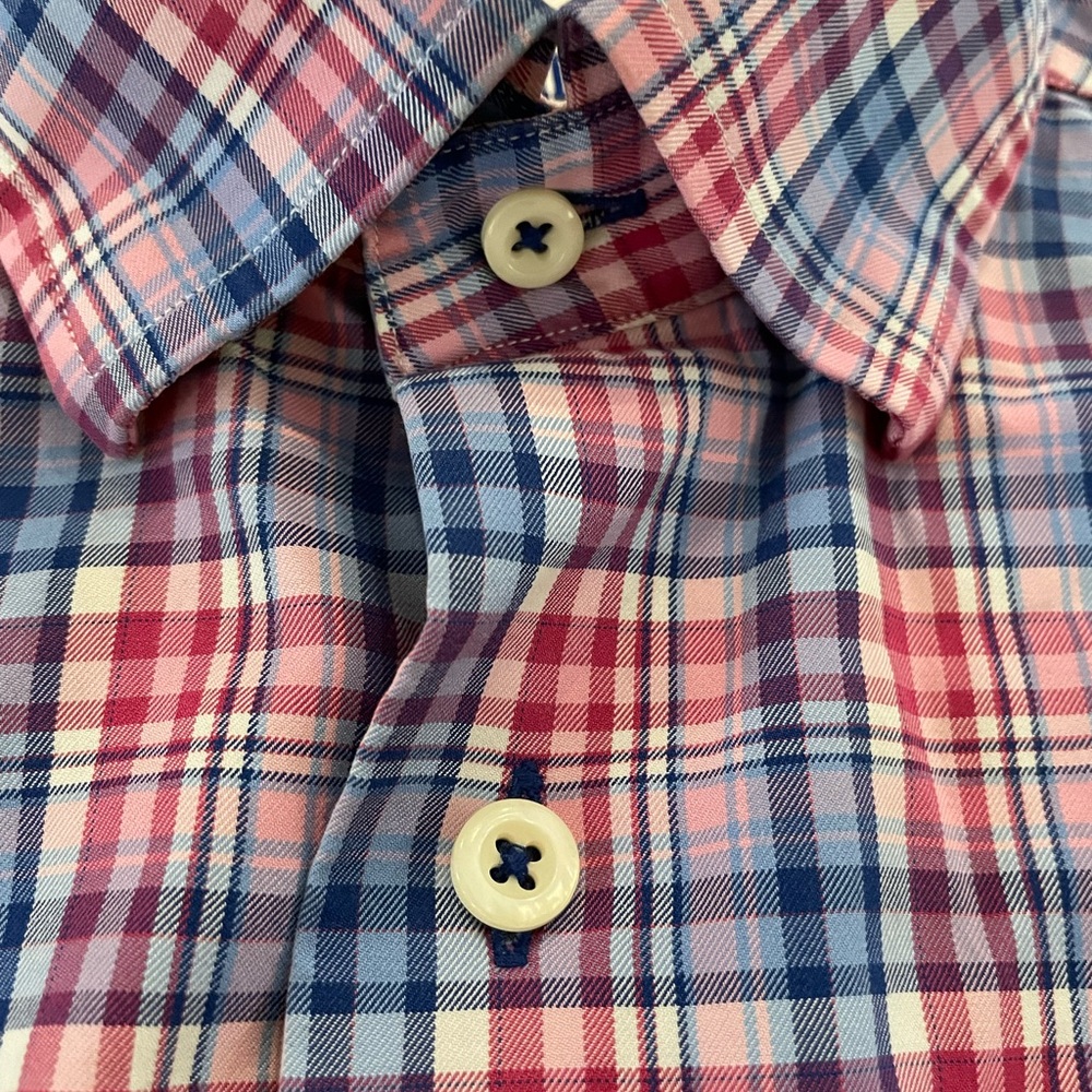 David Donahue Multi-Color Check Print Spread Coll… - image 4